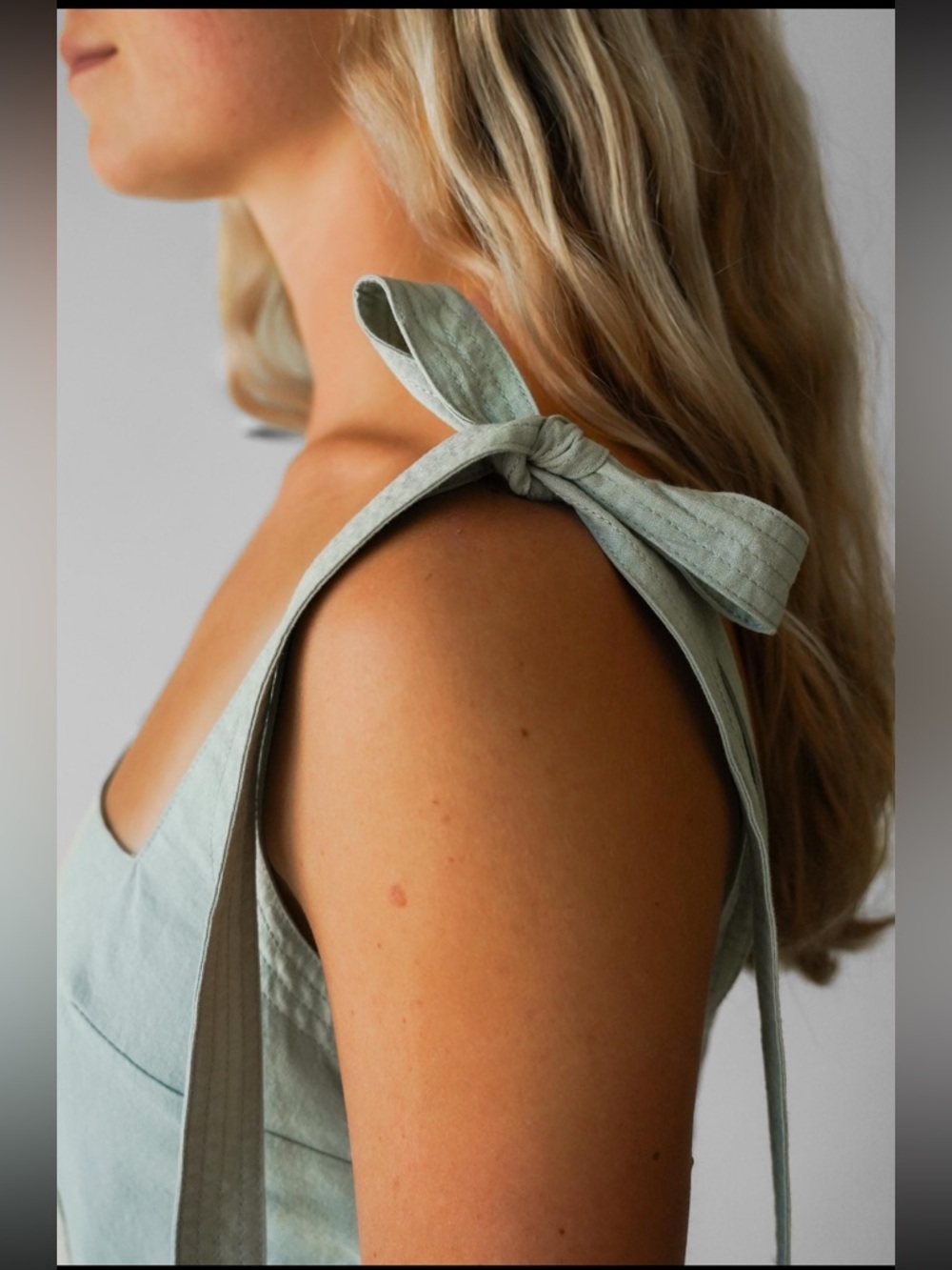 The Cozette Dress - Square-Neck Maxi Dress with Tie Straps in lightest blue. - Picture 8 of 14